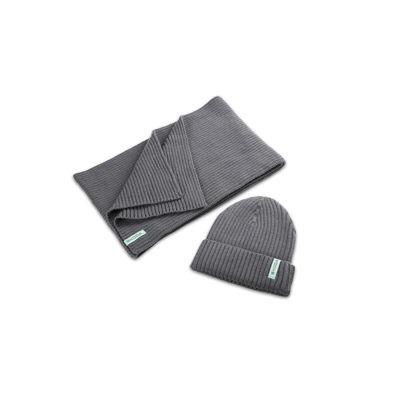 Súprava čiapky a šálu šedá